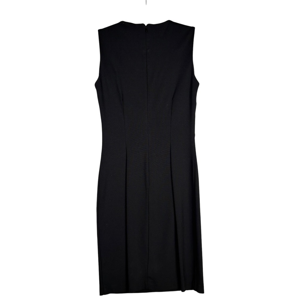 Kenar Black Sleeveless Sheath Dress Pleated Front Career Cocktail US 8 - Picture 3 of 5